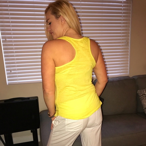 Yellow No Boundaries Racerback Tank, Large - Picture 2 of 5